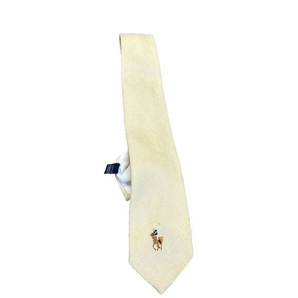 Vintage Saks Fifth Avenue Polo Ralph Lauren Neck Tie 100% Linen Youth Handmade - Picture 1 of 8